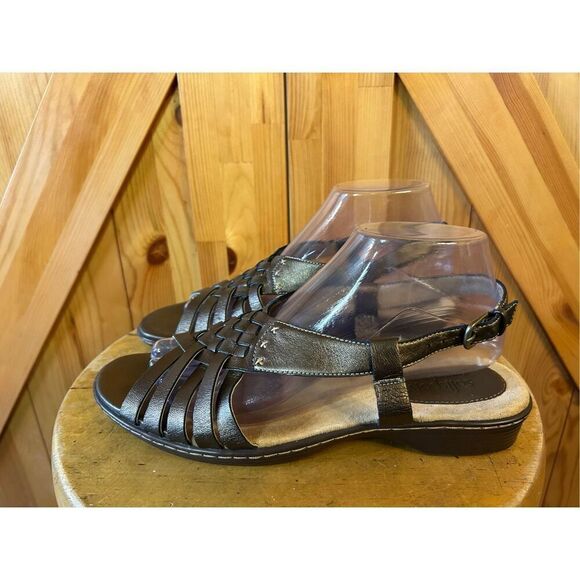Softspots Woven Leather Sandals 8W Summer Cruise Beach - Picture 1 of 8